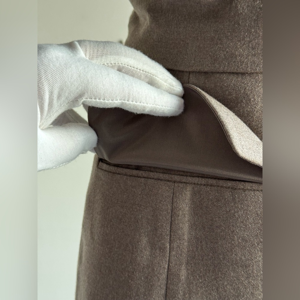 MAX MARA Strapless Pocket Peplum Midi Dress in Chocolate Brown XS - Picture 5 of 12